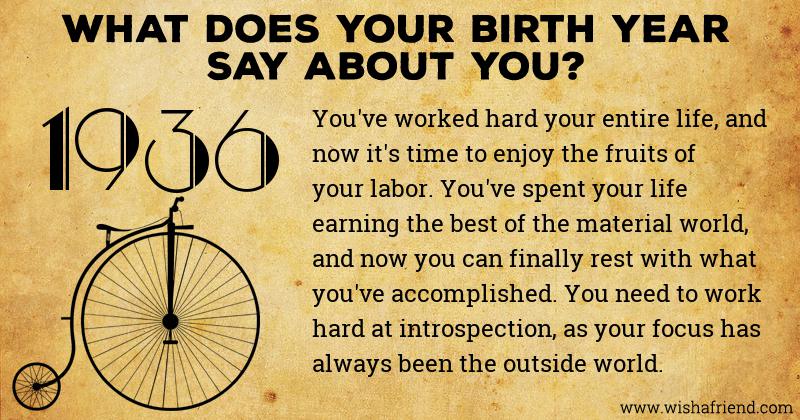 What does your Birth year say about you? - Born in 1936