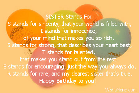 Sister Birthday Poems - Page 1