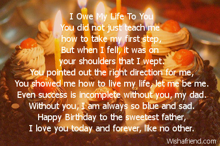 I Owe My Life To You, Dad Birthday Poem