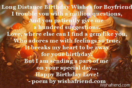 Long Distance Birthday Wishes for Boyfriend, Boyfriend Birthday Poem