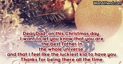 Dear Dad, on this Christmas day,, Christmas messages for Dad