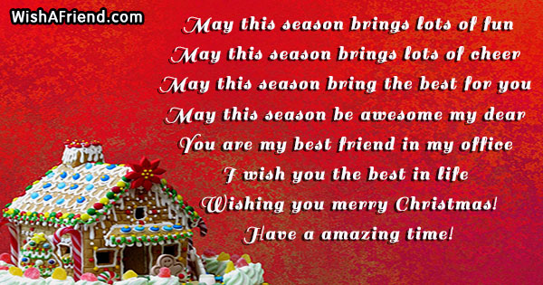 May this season brings lots of, Christmas messages for Coworkers
