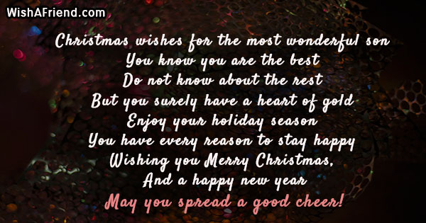 Christmas wishes for the most wonderful, Christmas Message for Son