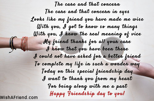 The care and that concern , Friendship Day Poem