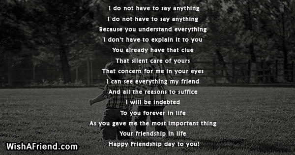 I do not have to say anything , Friendship Day Poem