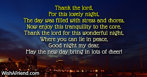 Thank the lord, Good Night Poem