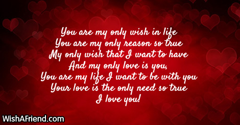 You are my only wish in, Sweet Love Saying