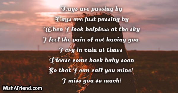 Days are passing by , Missing You Poem For Husband