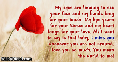 My eyes are longing to see, Missing You Message For Husband