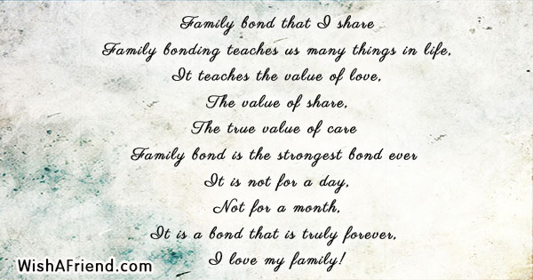 Family bond that I share , Family Poem