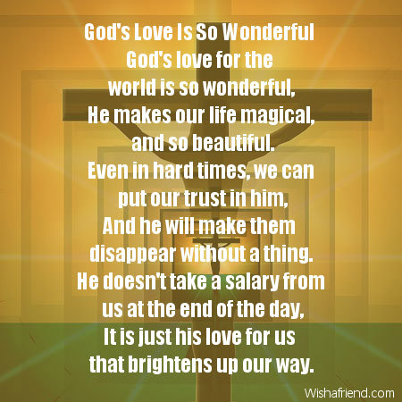 god s love is so wonderful god s love for the world is so wonderful he ...