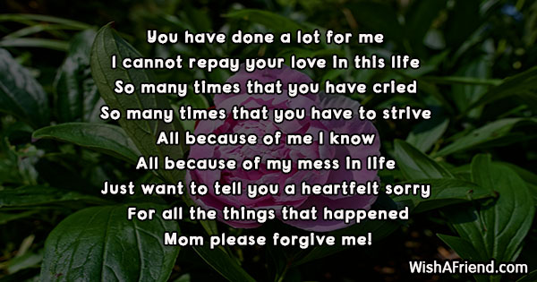 You have done a lot for, I Am Sorry Message For Mom