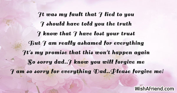 It was my fault that I, I Am Sorry Message For Dad