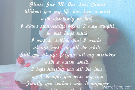 Please Give Me One Last Chance, Sorry Poem