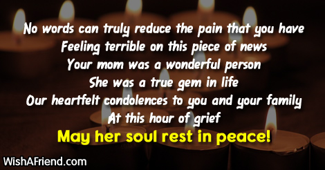 condolences for loss of mother