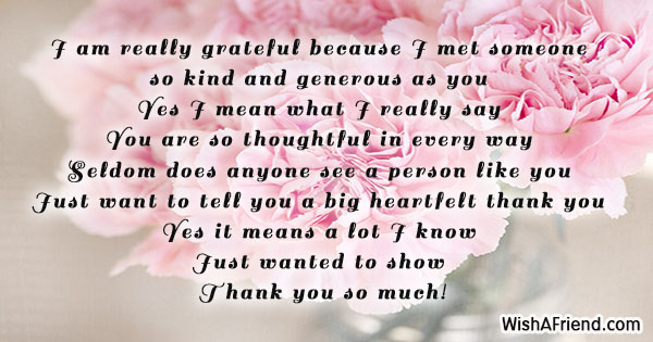 I am really grateful because I, Thank You Card Message