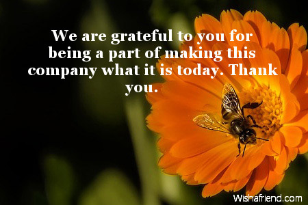 We are grateful to you for, Business Thank You Notes