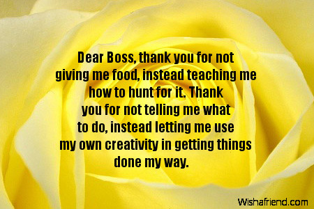 Dear Boss, thank you for not, Thank You Notes For Boss