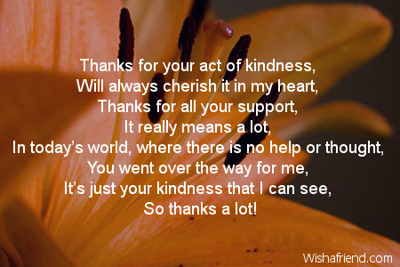 Your act of goodness , Thank You Poem