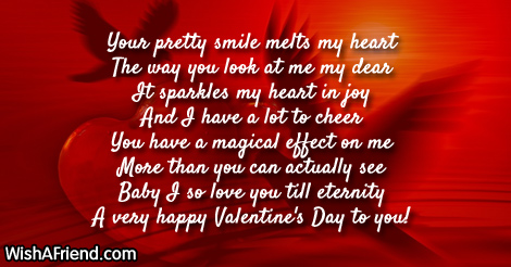 Your pretty smile melts my heart, Valentine's day messages for girlfriend