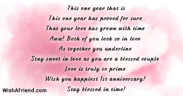 1st anniversary poems for wife