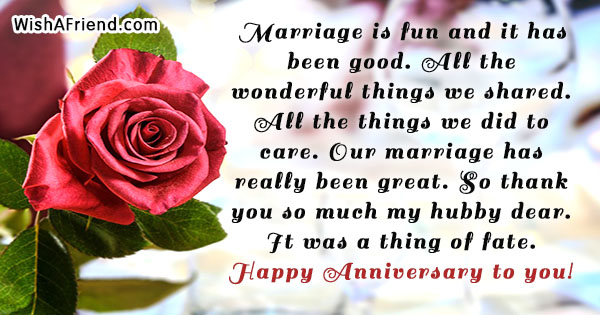 Marriage is fun and it has, Anniversary Message for Husband
