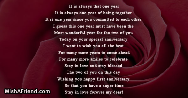 1st anniversary poems for wife