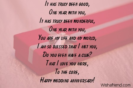 1st anniversary poems for wife