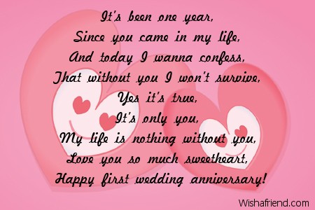 1st anniversary poems for wife