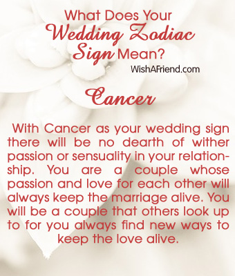 What does it mean if your zodiac sign is cancer What Does Your Wedding Zodiac Sign Mean Cancer