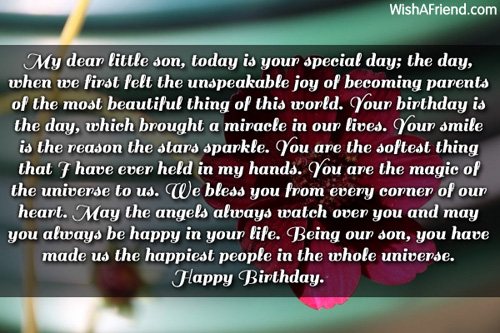 My Dear Little Son Today Is Son Birthday Message