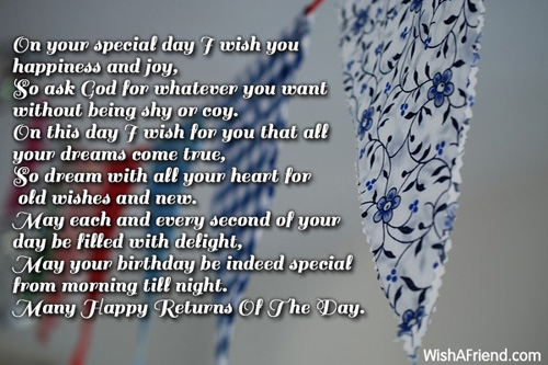 On This Special Day I Wish You Happy Birthday Poem