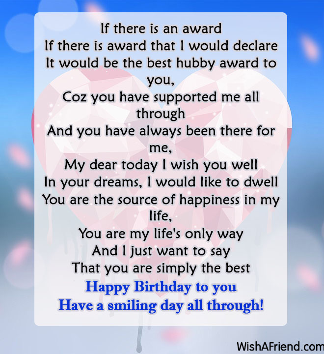 Award Husband Birthday Poem