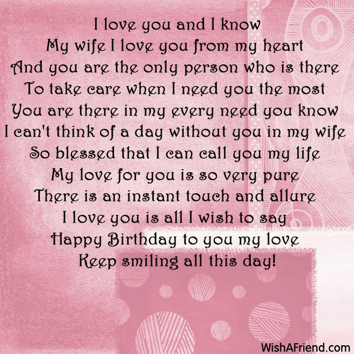 I love you and I know , Wife Birthday Poem