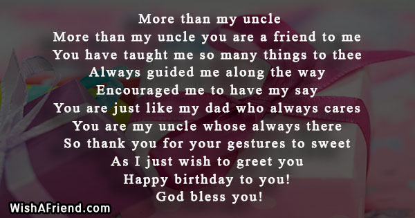 More Than My Uncle Birthday Poem For