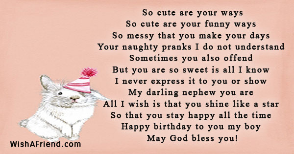So Cute Are Your Ways Birthday Poem For Nephew