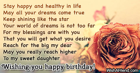 Stay Happy And Healthy In Life Birthday Wishes For Daughter