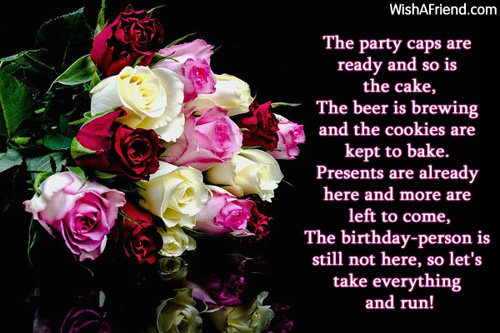 Party Caps Are Ready Funny Birthday Poem