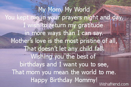 My Mom, My World, Mom Birthday Poem