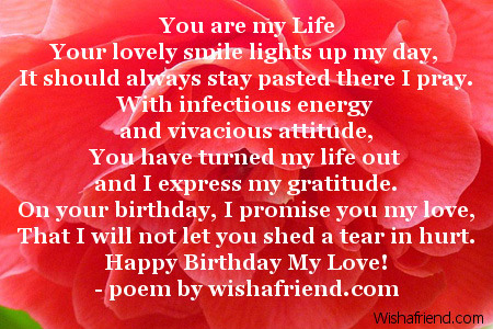 You Are My Life Girlfriend Birthday Poem