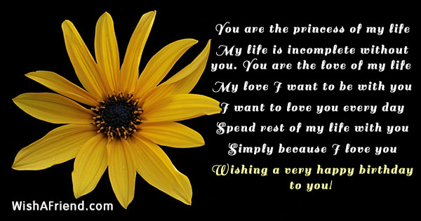 You are the princess of my, Girlfriend Birthday Message