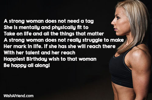 A strong woman does not need a tag She is mentally and physically fit to Ta...