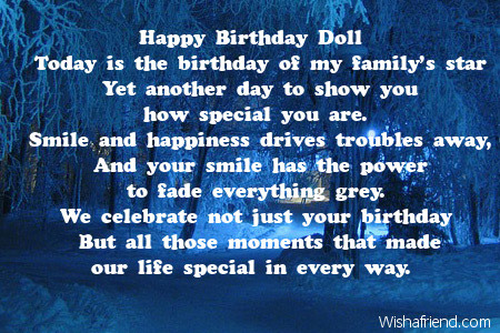 Happy Birthday Doll Daughter Poem