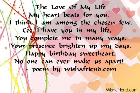 The Love Of My Life Love Birthday Poem