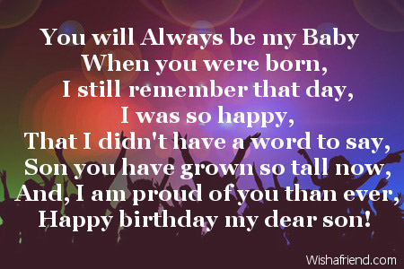 You will Always be my Baby, Son Birthday Poem