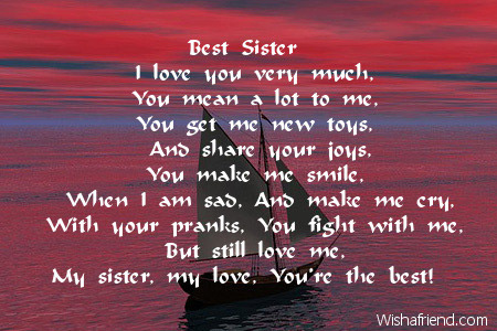 to my big sister poems