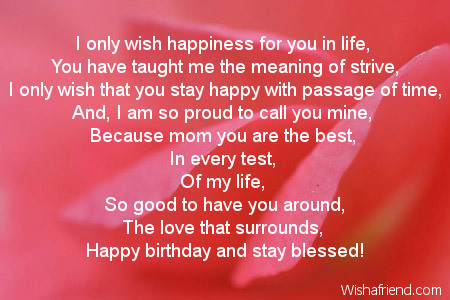 My Only Wish For You Mom Birthday Poem