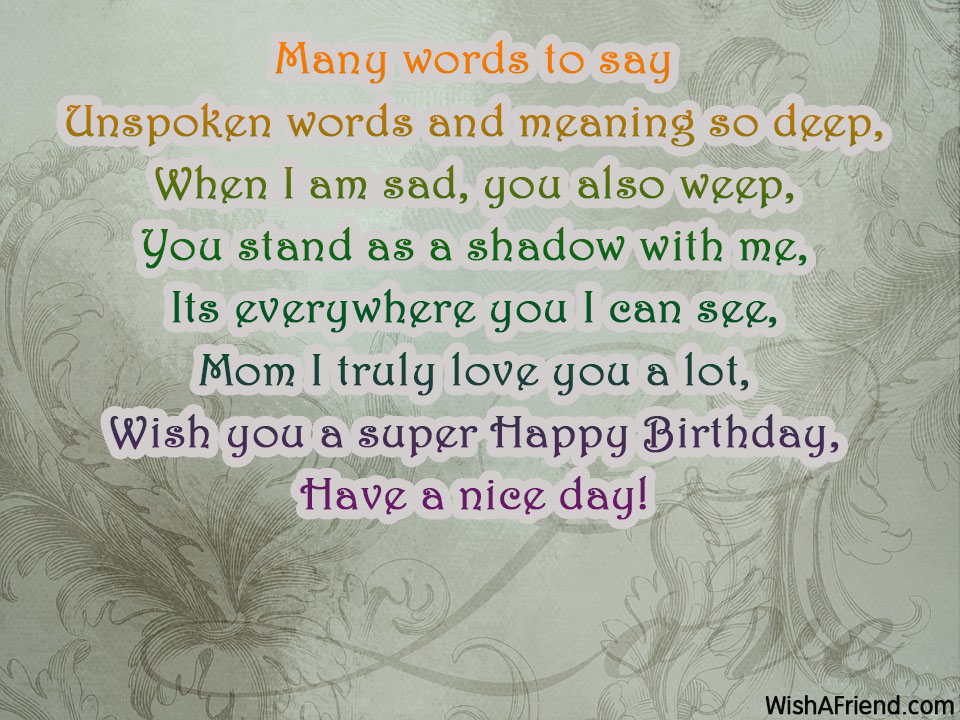 Many Words To Say Mom Birthday Poem