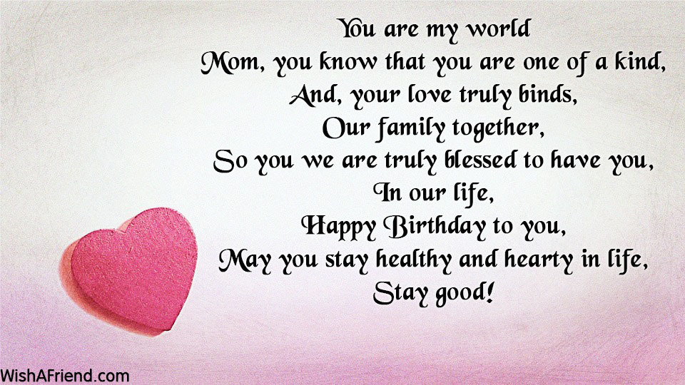 You Are My World Mom Birthday Poem