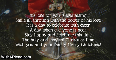 His love for you is everlasting, Religious Christmas Saying